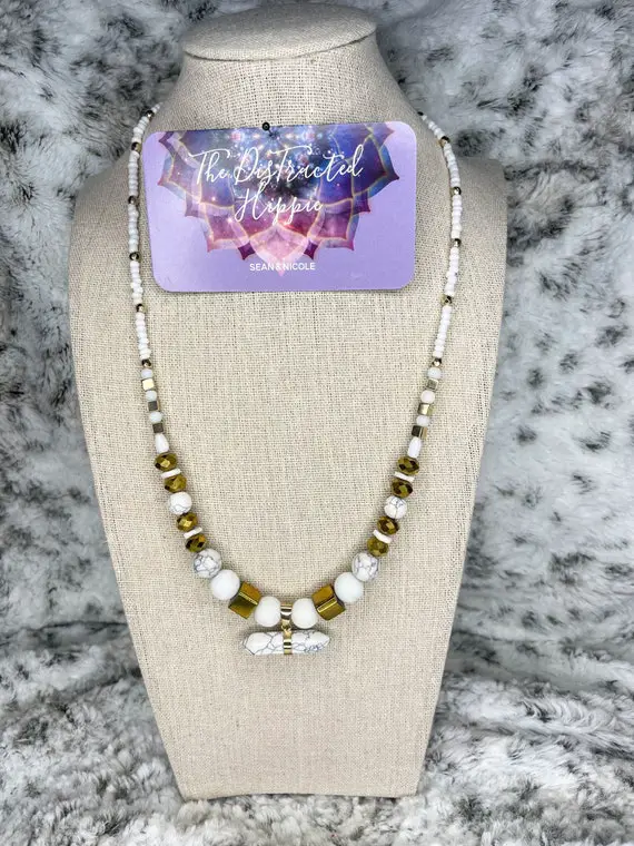 Gold And White Magnesite Necklace