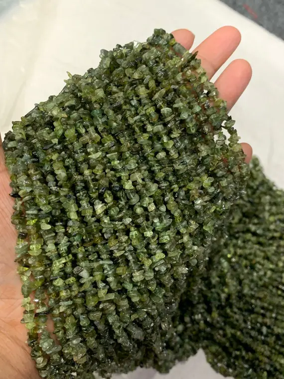 Rare Green Tourmaline Raw Chips Beads, Green Tourmaline Chips Beads, 34 Inches Strand Mothers Day Gift