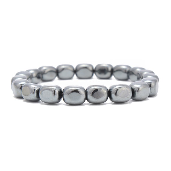 Gray Hematite Nugget Chunk Bracelet Beads Size 8x10mm 7.5'' Length