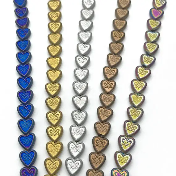 8mm Hematite Heart Beads, Matte Hematite Beads