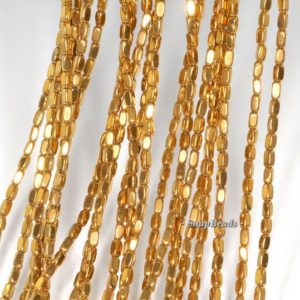 Shop Hematite Round Beads! 4x2mm Gold Hematite Gemstone Rounded Rectangle 4x2mm Loose Beads 16 inch Full Strand (90185689-838) | Natural genuine round Hematite beads for beading and jewelry making.  #jewelry #beads #beadedjewelry #diyjewelry #jewelrymaking #beadstore #beading #affiliate #ad
