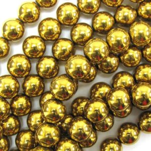 Shop Hematite Round Beads! Gold Hematite Round Beads Gemstone 15.5" Strand 4mm 6mm 8mm 10mm | Natural genuine round Hematite beads for beading and jewelry making.  #jewelry #beads #beadedjewelry #diyjewelry #jewelrymaking #beadstore #beading #affiliate #ad
