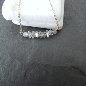 Shop Herkimer Diamond Necklaces! Herkimer Diamond Necklace, Beaded Herkimer Bar, Herkimer Diamond Bar necklace, April Birthstone, Diamond Bead Necklace, Gemstone Appeal, GSA | Natural genuine Herkimer Diamond necklaces. Buy crystal jewelry, handmade handcrafted artisan jewelry for women.  Unique handmade gift ideas. #jewelry #beadednecklaces #beadedjewelry #gift #shopping #handmadejewelry #fashion #style #product #necklaces #affiliate #ad
