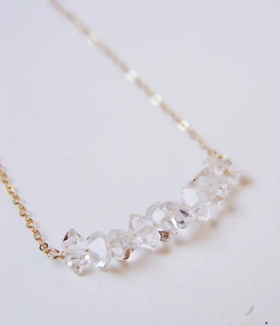Herkimer Diamond Cluster Gold Necklace