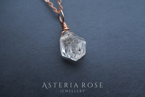Herkimer Diamond Necklace • Raw Crystal Necklace • April Birthstone Necklace • Aries Necklace • Diamond Necklace • 60th Anniversary Gift