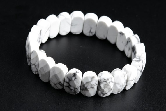 23 Pcs - 14x5-6mm Howlite Bracelet Grade Aaa Genuine Natural Faceted Oval Gemstone Beads (117939h-3986)