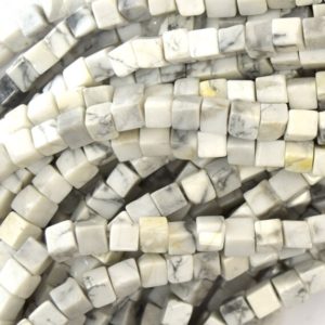 4mm natural white howlite cube beads 15.5" strand | Natural genuine other-shape Gemstone beads for beading and jewelry making.  #jewelry #beads #beadedjewelry #diyjewelry #jewelrymaking #beadstore #beading #affiliate #ad