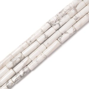 Natural Howlite Cylinder Tube Beads Size 4x13mm 15.5'' Strand | Natural genuine other-shape Gemstone beads for beading and jewelry making.  #jewelry #beads #beadedjewelry #diyjewelry #jewelrymaking #beadstore #beading #affiliate #ad