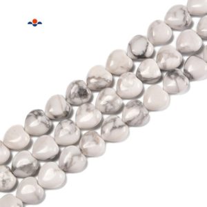 Shop Howlite Bead Shapes! Natural White Howlite Heart Shape Beads Size 8mm 10mm 12mm 15.5'' Strand | Natural genuine other-shape Howlite beads for beading and jewelry making.  #jewelry #beads #beadedjewelry #diyjewelry #jewelrymaking #beadstore #beading #affiliate #ad
