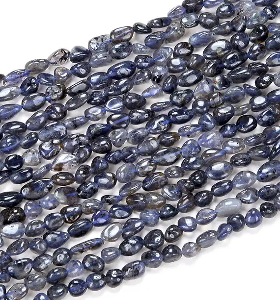 6-8mm Natural Iolite Gemstone Pebble Nugget Loose Beads (d185)