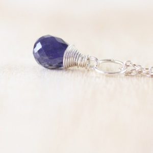 Shop Iolite Pendants! Iolite Teardrop Pendant in Sterling Silver, Gold or Rose Gold Filled, Wire Wrapped Gemstone Necklace Charm, Water Sapphire Jewelry for Women | Natural genuine Iolite pendants. Buy crystal jewelry, handmade handcrafted artisan jewelry for women.  Unique handmade gift ideas. #jewelry #beadedpendants #beadedjewelry #gift #shopping #handmadejewelry #fashion #style #product #pendants #affiliate #ad