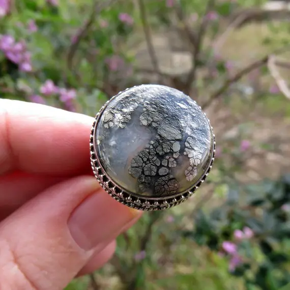 Iron Pyrite Ring, Size 8.5 Ring, Gemstone Ring, Unique Gifts, Men Pyrite Ring Silver, Metaphysical, Agate Ring, Sterling Silver Ring