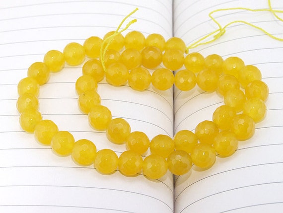 Faceted Yellow Jade Beads In Strand 15" 4mm 6mm 8mm 10mm 12mm