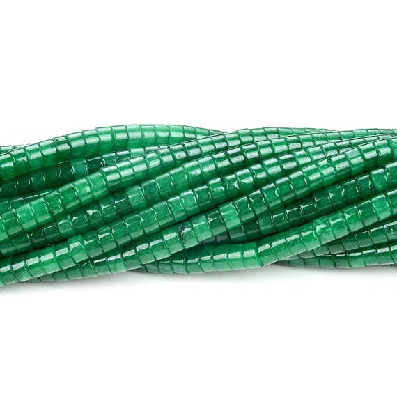 4x2mm Emerald Green Jade Gemstone Heishi Discs Beads Loose Beads (p17)