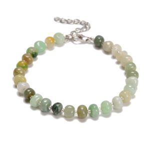 Shop Jade Bead Shapes! Green Jade Rondelle Wheel Beaded Bracelet Silver Plated Clasp 5x7mm 7.5" Length | Natural genuine other-shape Jade beads for beading and jewelry making.  #jewelry #beads #beadedjewelry #diyjewelry #jewelrymaking #beadstore #beading #affiliate #ad