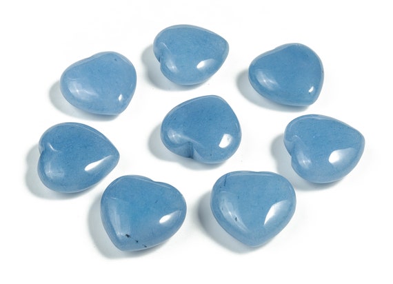 Blue Jade Heart Gemstone – Heart Blue Gemstone – Blue Loose Gemstone – Blue Jade Heart Stone–natural Blue Crystal - 2.5cm - He1111