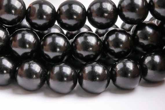Genuine Natural Jet Gemstone Beads 10mm Black Round Aaa Quality Loose Beads (118780)