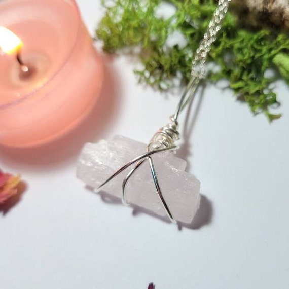 Calming Pale Pink Kunzite Necklace - Self Love - Helps Relieve Anxiety