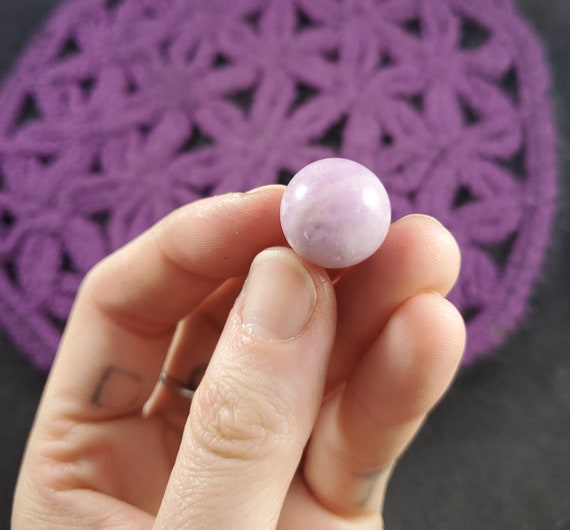 Kunzite Sphere 15mm Mini Crystal Ball Stone Polished Marble Purple Lavender Shimmer Natural High Quality