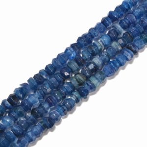 Shop Kyanite Faceted Beads! Dark Blue Kyanite Irregular Faceted Rondelle Size 4x6mm 4x7mm 15.5'' Strand | Natural genuine faceted Kyanite beads for beading and jewelry making.  #jewelry #beads #beadedjewelry #diyjewelry #jewelrymaking #beadstore #beading #affiliate #ad