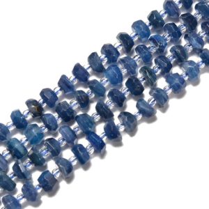 Shop Kyanite Faceted Beads! Dark Blue Kyanite Irregular Faceted Rondelle Size 4x7mm 5x8mm 15.5'' Strand | Natural genuine faceted Kyanite beads for beading and jewelry making.  #jewelry #beads #beadedjewelry #diyjewelry #jewelrymaking #beadstore #beading #affiliate #ad