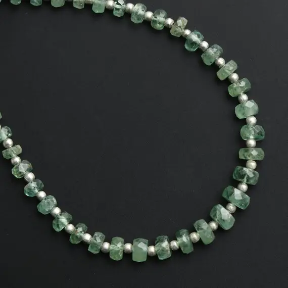 Mint Kyanite Faceted Rondellebeads, Green Kyanite Beads, 3 Mm To 6 Mm - Mint Kyanite Faceted- Gem Quality , 8 Inch, Price Per Strand