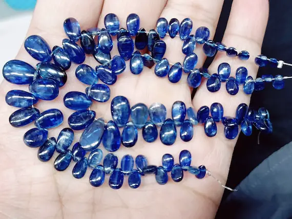 6 Inches Strand, Finest Quality, Natural Kyanite Smooth Pear Shape Briolettes,size 6-12mm