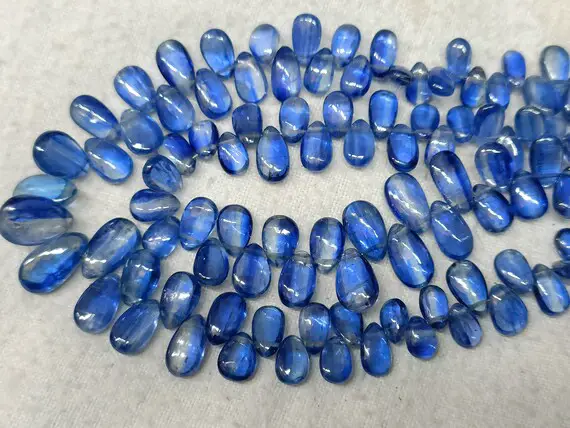 8 Inches Strand, Finest Quality, Natural Kyanite Smooth Pear Shape Briolettes, Size 7-12mm
