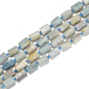 Natural Light Blue Kyanite Rough Faceted Cylinder Tube Beads 8x10mm 15.5''Strand | Natural genuine other-shape Gemstone beads for beading and jewelry making.  #jewelry #beads #beadedjewelry #diyjewelry #jewelrymaking #beadstore #beading #affiliate #ad