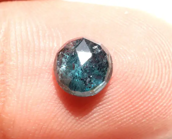 Natural Blue Kyanite Faceted Gemstone Round Shape Flat Back Kyanite Gemstone Rose Cut Kyanite Ring Size Loose Gemstone 1.75 Carat 7 Mm