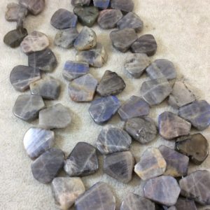 Shop Labradorite Bead Shapes! 18mm Smooth Top-Drilled Natural Labradorite Freeform Slab Shaped Beads with 1mm Holes – 15.5" Strand (Approx. 37 Beads) – Quality Gemstone | Natural genuine other-shape Labradorite beads for beading and jewelry making.  #jewelry #beads #beadedjewelry #diyjewelry #jewelrymaking #beadstore #beading #affiliate #ad