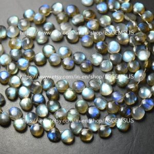 Shop Labradorite Bead Shapes! 7 Inches Strand, blue Flash Labradorite Smooth Heart Shape Briolettes, size 8mm Approx | Natural genuine other-shape Labradorite beads for beading and jewelry making.  #jewelry #beads #beadedjewelry #diyjewelry #jewelrymaking #beadstore #beading #affiliate #ad