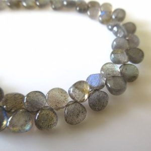 Shop Labradorite Bead Shapes! Natural Smooth Labradorite Heart Shaped Briolette Beads, 8 Inches Of 5mm To 7mm Labradorite Beads, GDS769 | Natural genuine other-shape Labradorite beads for beading and jewelry making.  #jewelry #beads #beadedjewelry #diyjewelry #jewelrymaking #beadstore #beading #affiliate #ad