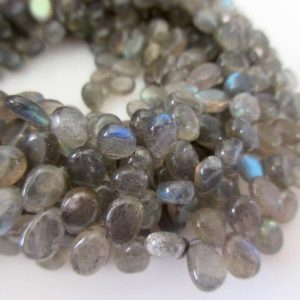 Shop Labradorite Bead Shapes! Natural Smooth Labradorite Pear Shaped Briolette Beads, 9 Inches Of Tiny Uniform Sized Calibrated 5x7mm Labradorite Beads, GDS766 | Natural genuine other-shape Labradorite beads for beading and jewelry making.  #jewelry #beads #beadedjewelry #diyjewelry #jewelrymaking #beadstore #beading #affiliate #ad