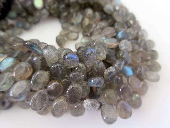Natural Smooth Labradorite Pear Shaped Briolette Beads, 9 Inches Of Tiny Uniform Sized Calibrated 5x7mm Labradorite Beads, Gds766