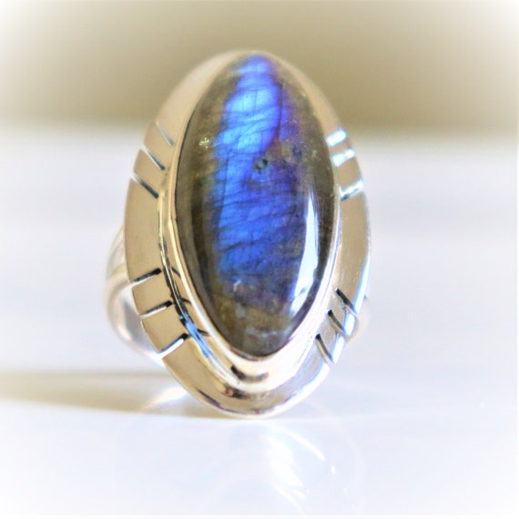 Natural Labradorite Ring, 925 Sterling Silver,natural Gemstone Ring, Boho Ring, Statement Ring, Handmade Ring, Christmas Gift,statement Ring