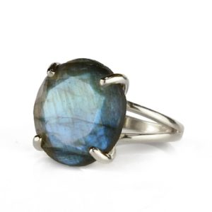 Shop Labradorite Jewelry! Silver Labradorite Ring · Gemstone Ring · Birthstone Ring · Cocktail Ring · Silver Ring · Double Band Ring · Wedding Ring | Natural genuine Labradorite jewelry. Buy handcrafted artisan wedding jewelry.  Unique handmade bridal jewelry gift ideas. #jewelry #beadedjewelry #gift #crystaljewelry #shopping #handmadejewelry #wedding #bridal #jewelry #affiliate #ad