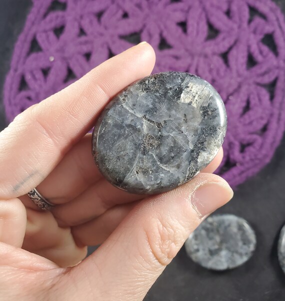 Larvikite Worry Stone Polished Palm Stone Flashy Crystals Magick Stones Moonchild Starseed Small Pocket Stone Gallet Labradorite