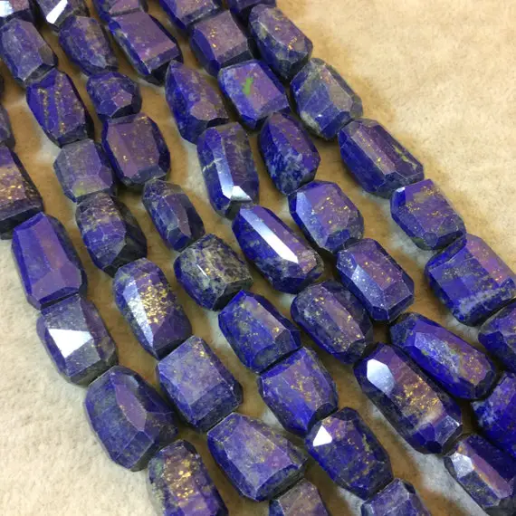 Lapis Lazuli Nugget Beads - Faceted Semi Precious Gemstone Beads - 12mm X 15mm
