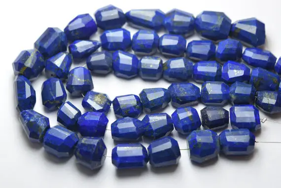 8 Inch Strand,natural Lapis Lazuli Faceted Nuggets Shape,size 10-12mm