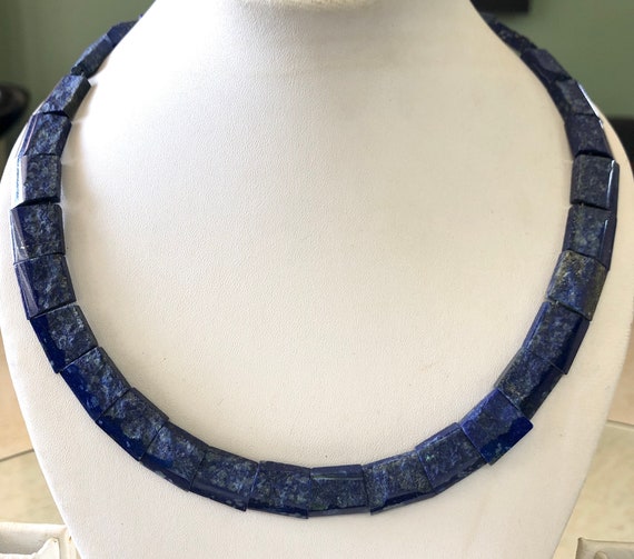 Natural Raw Lapis Lazuli Layout Necklace, Bib Necklace, Cleopatra Necklace, Graduated Collar Necklace For Women, 12x14mm To 13x16mm, Gds1914
