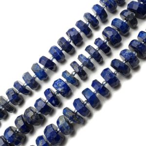 Shop Lapis Lazuli Faceted Beads! Natural Lapis Faceted Rondelle Wheel Discs Beads 6x12mm 15.5" Strand | Natural genuine faceted Lapis Lazuli beads for beading and jewelry making.  #jewelry #beads #beadedjewelry #diyjewelry #jewelrymaking #beadstore #beading #affiliate #ad