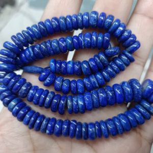 Shop Lapis Lazuli Bead Shapes! 7 Inch Strand, Natural Lapis Lazuli Button Shape Beads, Size 8-10mm | Natural genuine other-shape Lapis Lazuli beads for beading and jewelry making.  #jewelry #beads #beadedjewelry #diyjewelry #jewelrymaking #beadstore #beading #affiliate #ad