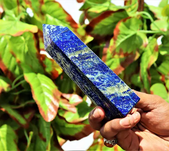 155mm Faceted Blue Lapis Lazuli Tower Healing Obelisk Meditation Anxiety Relief Spiritual Gothic Decor Gift Energy Boosting Chakra Balancer