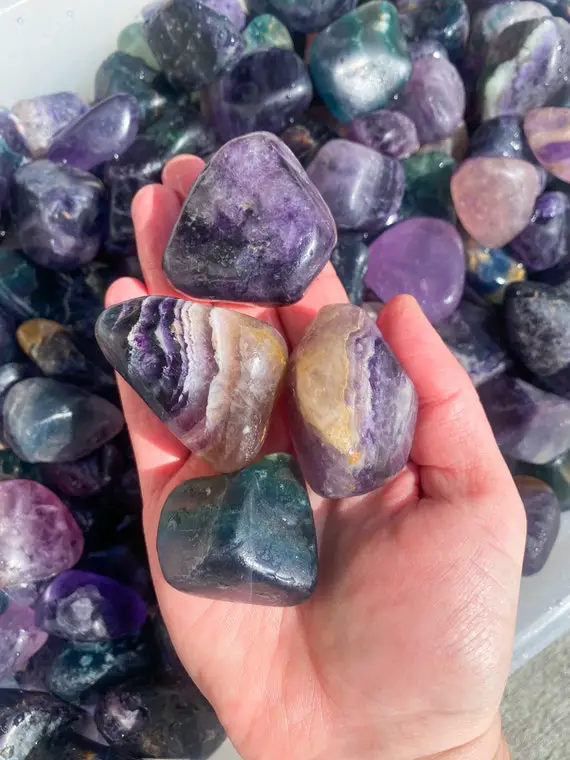 5lb Natural Rainbow Fluorite Tumbles, Fluorite Crystal, Pocket Stone, Healing Crystal, Crystal Gifts, Meditation Stones