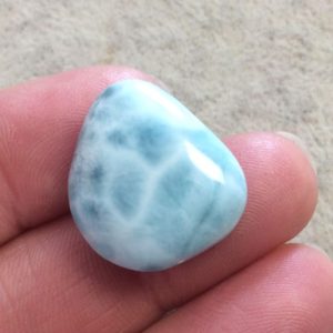 Shop Larimar Cabochons! Natural Larimar Freeform Triangle Shaped Flat Back Cabochon – Measuring 18.5mm x 21mm, 8.5mm Dome Height – Natural High Quality Gemstone | Natural genuine stones & crystals in various shapes & sizes. Buy raw cut, tumbled, or polished gemstones for making jewelry or crystal healing energy vibration raising reiki stones. #crystals #gemstones #crystalhealing #crystalsandgemstones #energyhealing #affiliate #ad