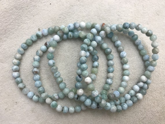 Special Offer Genuine 5mm Unround Nuggets Blue Larimar Grade Ab Beads Finished Bracelet 7-7.2 Inch - 1piece