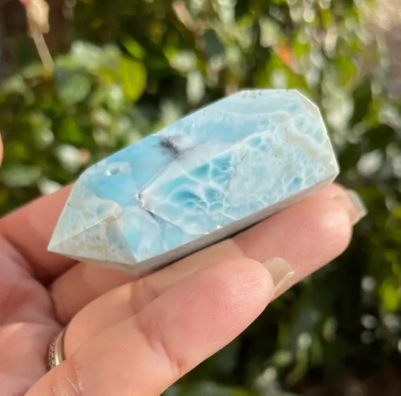 Larimar Crystal (60g) Larimar Stone, Larimar Point, Crystal Tower Aa Blue Dolphin- Pectolite Crystal - Dominican Republic
