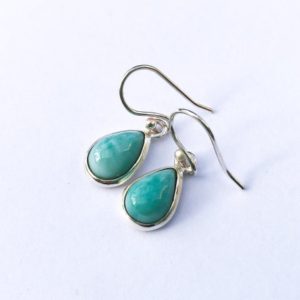 Shop Larimar Earrings! Sterling silver Larimar earrings, Teardrop shaped natural Larimar earrings, Sky blue gems, Larimar jewelry, Dangle Larimar earrings. For her | Natural genuine Larimar earrings. Buy crystal jewelry, handmade handcrafted artisan jewelry for women.  Unique handmade gift ideas. #jewelry #beadedearrings #beadedjewelry #gift #shopping #handmadejewelry #fashion #style #product #earrings #affiliate #ad