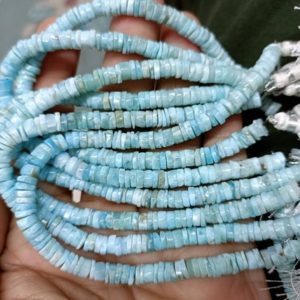 Shop Larimar Bead Shapes! 7 Inch Strand, Superb-Finest Quality, Natural Larimar Smooth Button Shape Beads,Size 5.5mm | Natural genuine other-shape Larimar beads for beading and jewelry making.  #jewelry #beads #beadedjewelry #diyjewelry #jewelrymaking #beadstore #beading #affiliate #ad